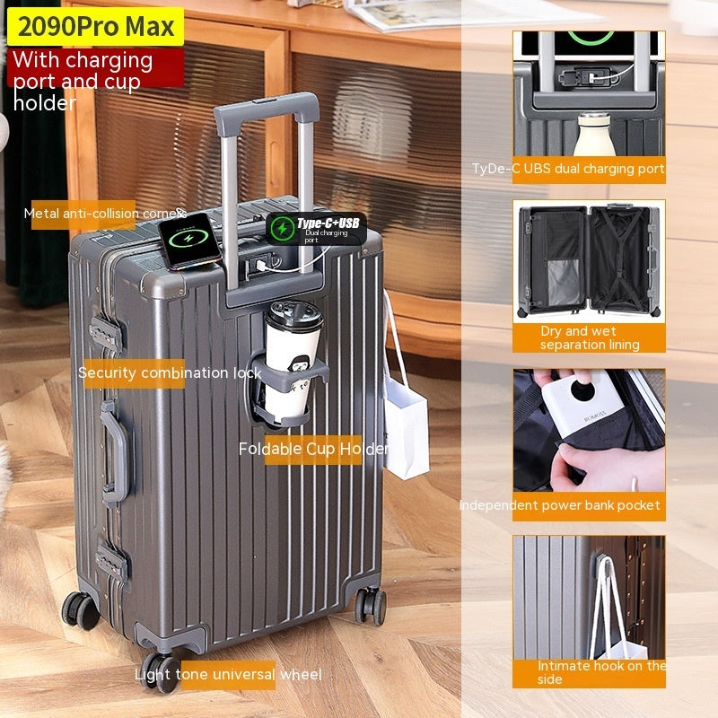 Carry-on Trolly Luggage With Cup Holder Luggage Universal Wheel