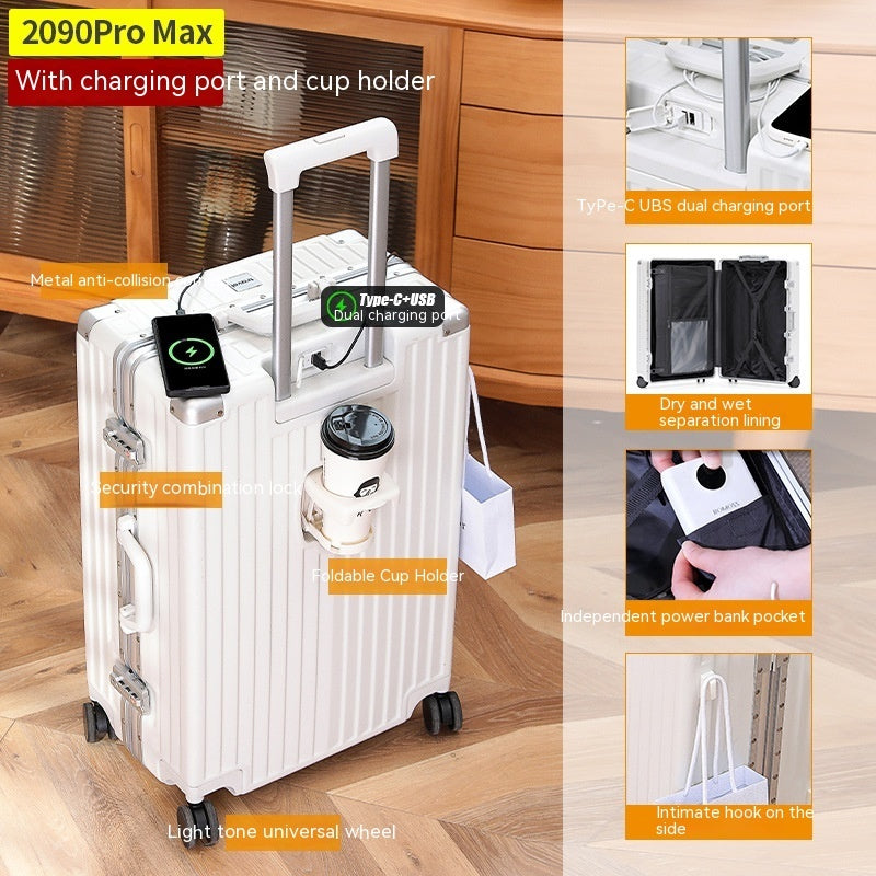 Carry-on Trolly Luggage With Cup Holder Luggage Universal Wheel