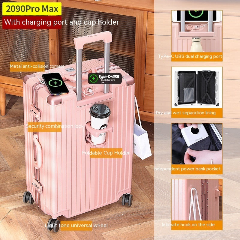 Carry-on Trolly Luggage With Cup Holder Luggage Universal Wheel