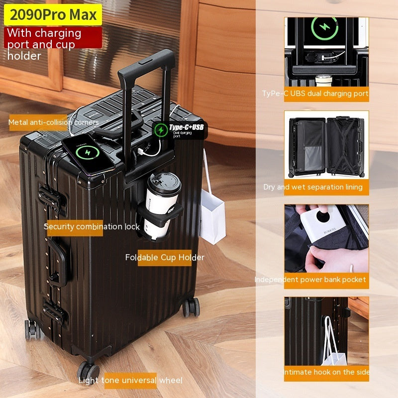 Carry-on Trolly Luggage With Cup Holder Luggage Universal Wheel